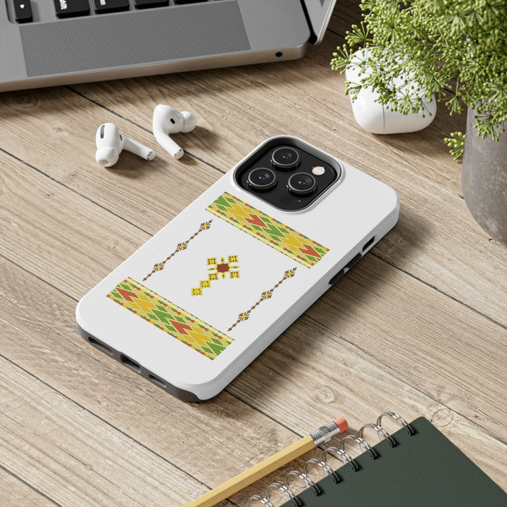 Phone Case - Habesha Golden Tilet (ጥለት) with Ethiopian / Eritrean Cross Meskel Design