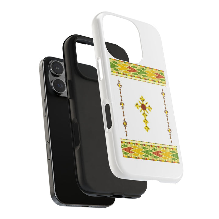 Phone Case - Habesha Golden Tilet (ጥለት) with Ethiopian / Eritrean Cross Meskel Design
