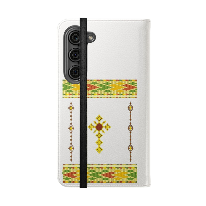 Phone Case - Habesha Golden Tilet (ጥለት) with Ethiopian /Eritrean Cross Meskel Design