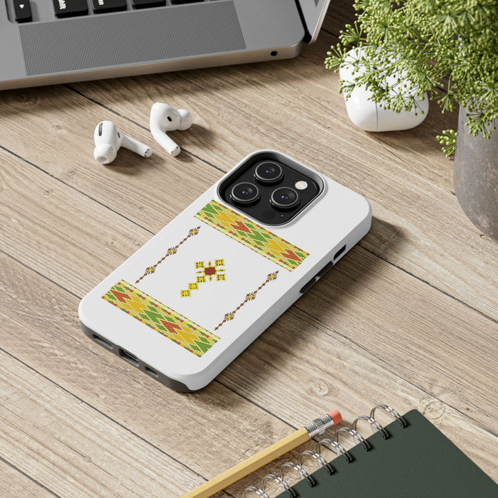 Phone Case - Habesha Golden Tilet (ጥለት) with Ethiopian / Eritrean Cross Meskel Design
