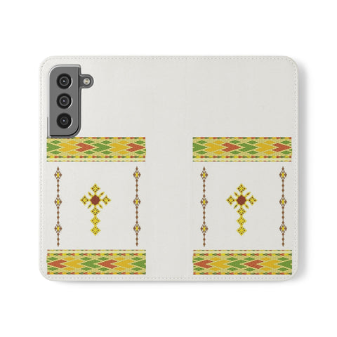 Phone Case - Habesha Golden Tilet (ጥለት) with Ethiopian /Eritrean Cross Meskel Design
