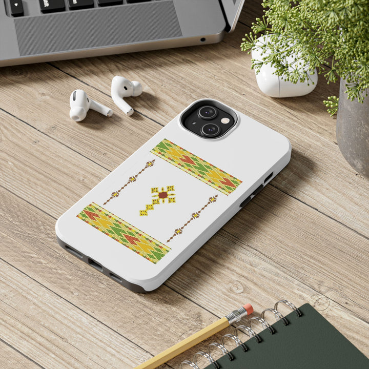 Phone Case - Habesha Golden Tilet (ጥለት) with Ethiopian / Eritrean Cross Meskel Design