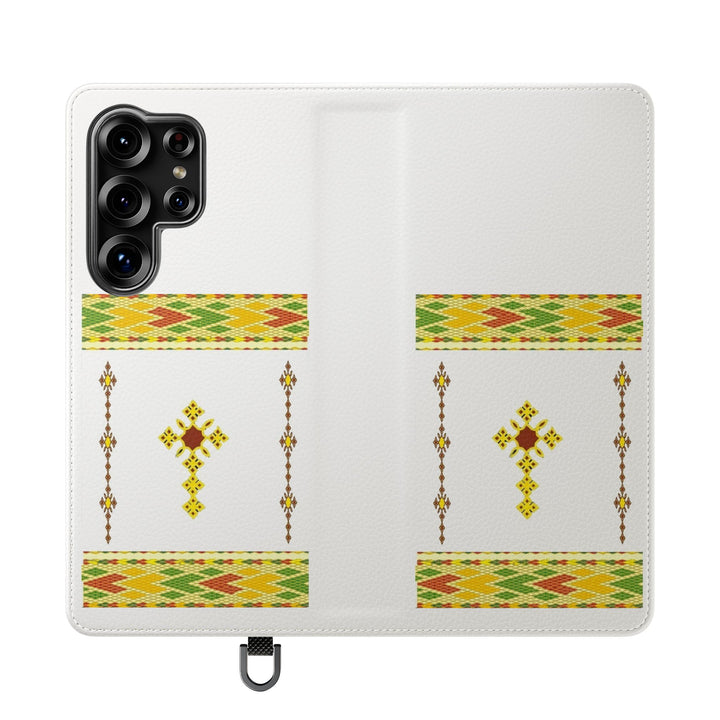 Phone Case - Habesha Golden Tilet (ጥለት) with Ethiopian /Eritrean Cross Meskel Design