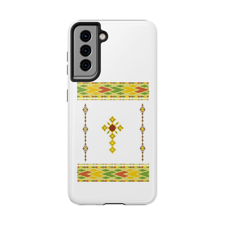 Phone Case - Habesha Golden Tilet (ጥለት) with Ethiopian / Eritrean Cross Meskel Design