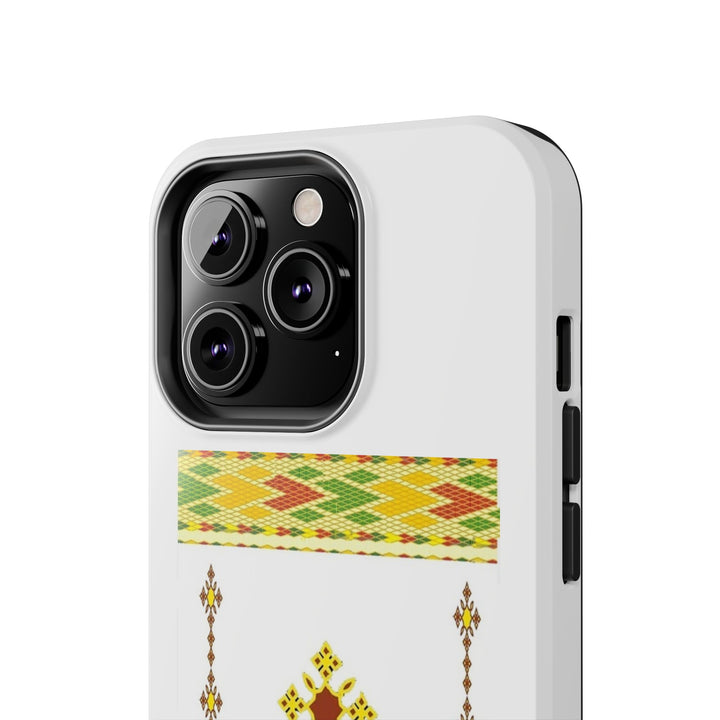 Phone Case - Habesha Golden Tilet (ጥለት) with Ethiopian / Eritrean Cross Meskel Design