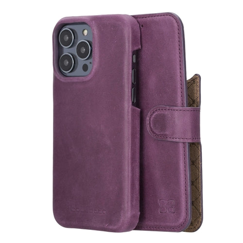 Apple iPhone 14 Series Full Leather Coating Detachable Wallet Case -